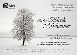 Image of the poster for Choristry Choir Melbourne's 'In the Bleak Midwinter' concert