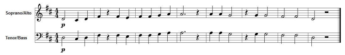 Image of an example of an easy Choristry sight-singing audition piece